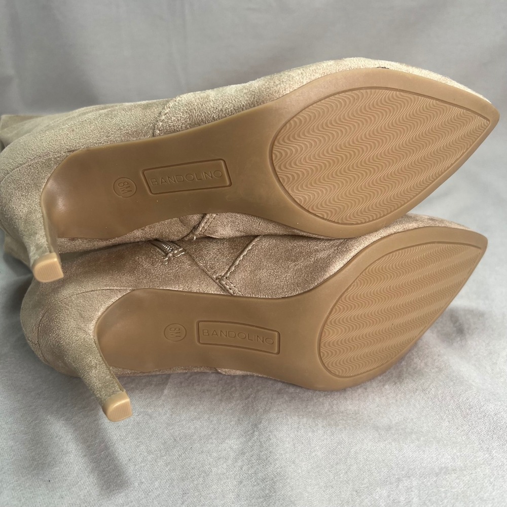 Bandolino Galyce Over the Knee Boots Light Natural Taupe Faux Suede Zip Up 8M - Picture 3 of 10